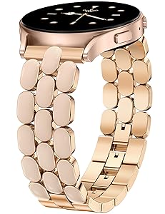 Wearlizer Metal Bracelet Compatible with Samsung Galaxy Watch 7 Band 6 5 4 Active 2 FE 40mm 44mm/Watch 6 4 Classic/5 Pro/3, 20mm Enamel Dressy Stainless Steel Strap for Samsung Watch Bands Women