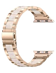 Wearlizer Apple Watch Band Stainless Steel and Resin Replacement Metal Clasp Strap Series 6 5 4 3 2 1