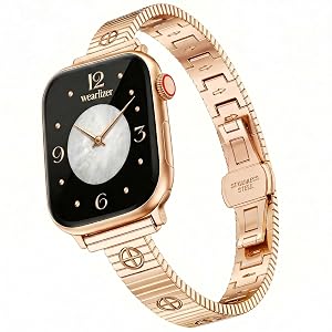 Wearlizer Slim Metal Bracelet Band Compatible with Apple Watch Bands Women | Thin Dressy Designer Stainless Steel Strap for iWatch Series 11 10 9 8 7 6 5 4 SE/Ultra 3 2 1 42/46/38/40/41/44/45/49mm