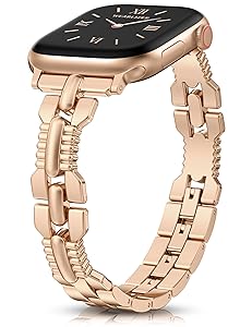 Wearlizer Slim Metal Band Compatible with Apple Watch Bands 42/46/38/40/41/44/45/49mm Women, Thin Dressy Stainless Steel Strap Designer Bracelet for iWatch Series 11 10 9 8 7 6 5 4 SE/Ultra 3 2 1