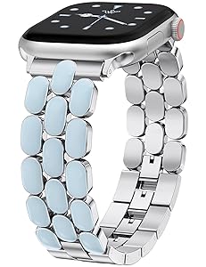 Wearlizer Metal Band Compatible with Apple Watch Bands for Women 40/38/41/42/44/45/46/49mm, Enamel Stainless Steel Strap for iWatch Series 11-1 SE/Ultra