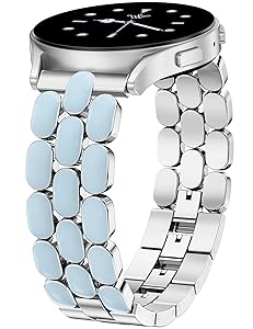 Wearlizer Metal Bracelet Compatible with Samsung Galaxy Watch 7 Band 6 5 4 Active 2 FE 40mm 44mm/Watch 6 4 Classic/5 Pro/3, 20mm Enamel Dressy Stainless Steel Strap for Samsung Watch Bands Women