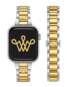 Wearlizer Compatible with Apple Watch Bands for Women 41/40/38/44/45/46/49/42mm, Dressy Metal Strap Designer Stainless Steel Gold Silver Bracelet for iWatch Series 11 10 9 8 7 6 5 4 3 SE/Ultra 3 2 1