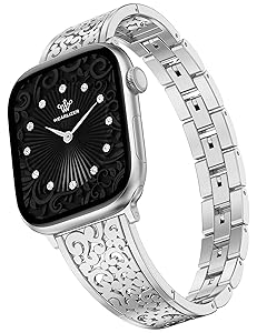 Wearlizer Compatible with Apple Watch Bands for Women 41/40/38/44/45/46/49/42mm, Jewelry Dressy Stainless Steel Metal Scrollwork Chain Bracelet for iWatch Band Series 11 10 9 8 7 6 5 4 SE/Ultra 3