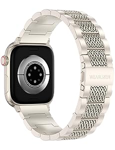Wearlizer Stainless Steel Band Compatible with Apple Watch Band 49/46/45/44/42/41/40/38mm Men Women, Zigzag Weave Durable Metal Strap for iWatch Series 11 10 9 8 7 6 5 4 3 SE/Ultra 3 2 1