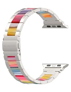 Wearlizer Apple Watch Band Stainless Steel and Resin Replacement Metal Clasp Strap Series 6 5 4 3 2 1