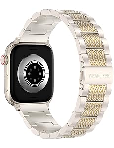 Wearlizer Stainless Steel Band Compatible with Apple Watch Band 49/46/45/44/42/41/40/38mm Men Women, Zigzag Weave Durable Metal Strap for iWatch Series 11 10 9 8 7 6 5 4 3 SE/Ultra 3 2 1