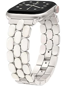 Wearlizer Metal Band Compatible with Apple Watch Bands for Women 40/38/41/42/44/45/46/49mm, Enamel Stainless Steel Strap for iWatch Series 11-1 SE/Ultra