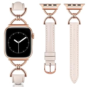 Wearlizer Leather Band Compatible with Apple Watch Bands Women 41/40/38/42/44/45/46/49mm, Dressy Fancy Slim Thin Strap with Designer D-Shape Buckle for iWatch Series 11 10 9 8 7 6 5 4 3 SE/Ultra 3 2 1