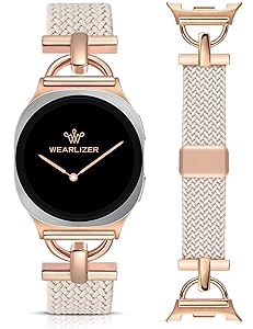 Wearlizer Braided Magnetic Band Compatible with Samsung Galaxy Watch 8 Band 40mm 44mm/Galaxy Watch 8 Classic 46mm, Designer D-Shape Stretchy Elastic Nylon Strap Wristband for Galaxy Watch 8 Women Men
