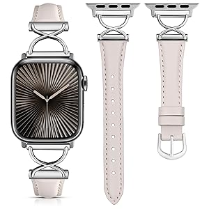 Wearlizer Slim Leather Band Compatible with Apple Watch Bands 40/38/41/44/42/45/46/49mm Women, Dressy Fancy Designer Thin Leather Strap for iWatch Series 11 10 9 8 7 6 5 4 3 SE/Ultra 3 2 1