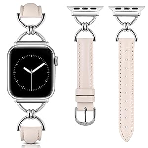 Wearlizer Leather Band Compatible with Apple Watch Bands Women 41/40/38/42/44/45/46/49mm, Dressy Fancy Slim Thin Strap with Designer D-Shape Buckle for iWatch Series 11 10 9 8 7 6 5 4 3 SE/Ultra 3 2 1
