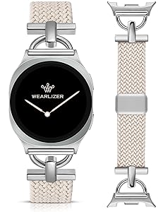 Wearlizer Braided Magnetic Band Compatible with Samsung Galaxy Watch 8 Band 40mm 44mm/Galaxy Watch 8 Classic 46mm, Designer D-Shape Stretchy Elastic Nylon Strap Wristband for Galaxy Watch 8 Women Men