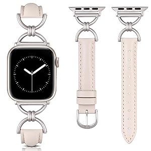 Wearlizer Leather Band Compatible with Apple Watch Bands Women 41/40/38/42/44/45/46/49mm, Dressy Fancy Slim Thin Strap with Designer D-Shape Buckle for iWatch Series 11 10 9 8 7 6 5 4 3 SE/Ultra 3 2 1