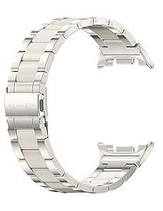Wearlizer Stainless Steel Bands Compatible with Samsung Galaxy Watch 8 Band 40mm 44mm/Watch 8 Classic 46mm for Women Men, No Gap One-Click Dressy Metal Fashion Rose Gold Bracelet with Resin Inlay