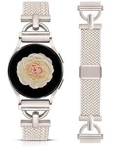 Wearlizer Braided Magnetic Band Compatible with Samsung Galaxy Watch 7 6 5 4 FE Active 2 40mm 44mm/Watch 6 4 Classic 43mm 47mm 42mm 46mm/Watch 5 Pro 45mm Bands,20mm Stretchy Elastic Nylon Strap Women