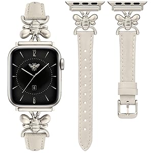 Wearlizer Slim Leather Band Compatible with Apple Watch Bands for Women 40/38/41/44/42/45/46/49mm, Top Genuine Leather Strap with Metal Classy Design for iWatch Series 11 10 9 8 Ultra 7 6 5 4 3 2 1 SE