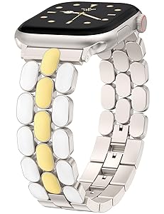 Wearlizer Metal Band Compatible with Apple Watch Bands for Women 40/38/41/42/44/45/46/49mm, Enamel Stainless Steel Strap for iWatch Series 11-1 SE/Ultra