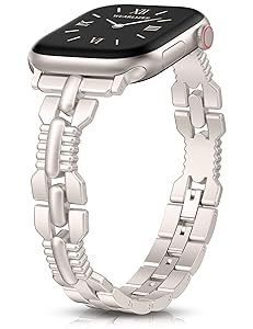 Wearlizer Slim Metal Band Compatible with Apple Watch Bands 42/46/38/40/41/44/45/49mm Women, Thin Dressy Stainless Steel Strap Designer Bracelet for iWatch Series 11 10 9 8 7 6 5 4 SE/Ultra 3 2 1