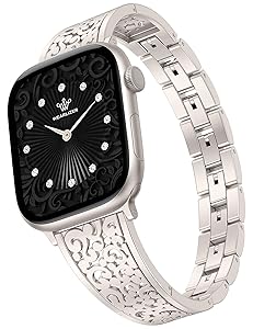 Wearlizer Compatible with Apple Watch Bands for Women 41/40/38/44/45/46/49/42mm, Jewelry Dressy Stainless Steel Metal Scrollwork Chain Bracelet for iWatch Band Series 11 10 9 8 7 6 5 4 SE/Ultra 3