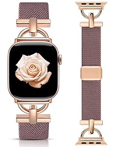 Wearlizer Magnetic Stretchy Band Compatible with Apple Watch Bands 42/46/38/40/41/44/45/49mm Women Men, Designer D-Shape Elastic Nylon Loop Strap for iWatch Series 11 10 9 8 7 6 5 4 SE/Ultra 3 2 1