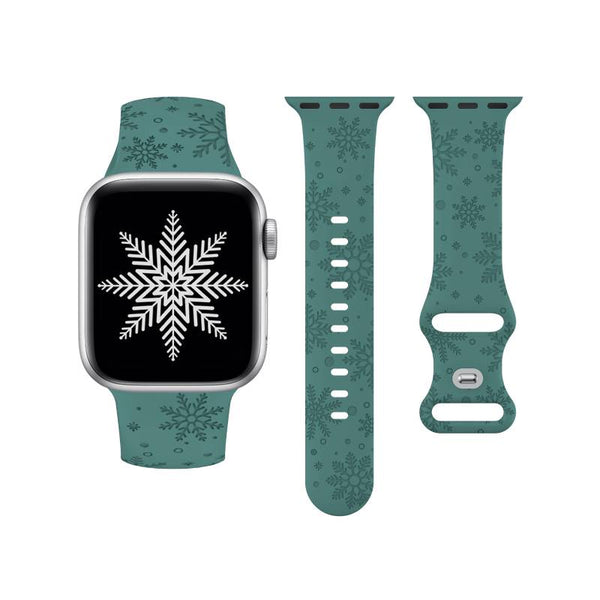 Wearlizer Christmas Snowflakes Engraved Band Compatible with Apple Watch Band 41/38/40/42/45/44/46/49mm Cute Strap Soft Silicone Sport Replacement Band for iWatch Ultra Series 10/9/8/7/6/5/4/3/2/1/SE