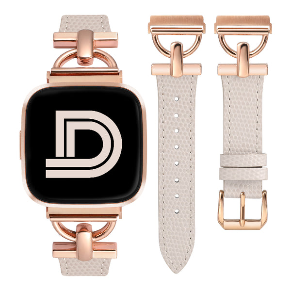 Wearlizer Leather Band Compatible with Fitbit Versa 2 Bands for Women, Dressy Slim Leather Strap Wristband with D-Shape Metal Buckle for Fitbit Versa/Versa 2/Versa Lite/Versa SE Smart Watch