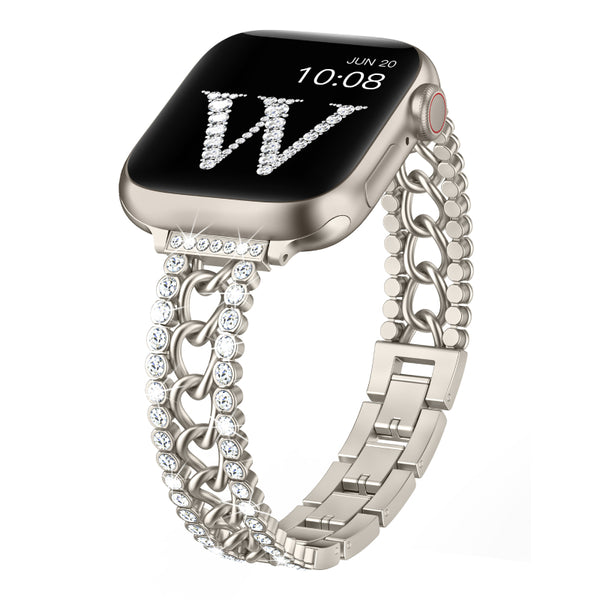 Wearlizer Compatible with Apple Watch Band 38mm 40mm 41mm 42mm 44mm 45mm 49mm Women Girls, Slim Dressy Glitter Bling Diamonds Jewelry Metal Bracelet for iWatch 9/8/7/6/5/4/3/2/1/SE/Ultra/Ultra 2