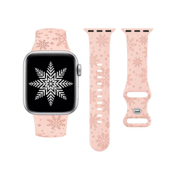 Wearlizer Christmas Snowflakes Engraved Band Compatible with Apple Watch Band 41/38/40/42/45/44/46/49mm Cute Strap Soft Silicone Sport Replacement Band for iWatch Ultra Series 10/9/8/7/6/5/4/3/2/1/SE
