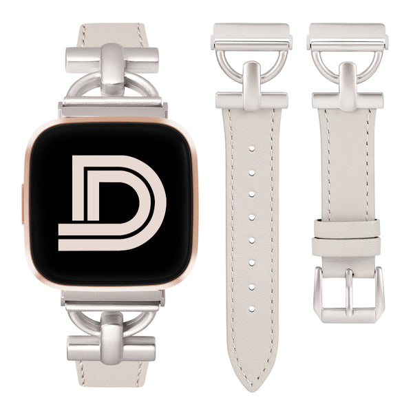 Wearlizer Leather Band Compatible with Fitbit Versa 2 Bands for Women, Dressy Slim Leather Strap Wristband with D-Shape Metal Buckle for Fitbit Versa/Versa 2/Versa Lite/Versa SE Smart Watch