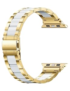 Wearlizer Apple Watch Band Stainless Steel and Resin Replacement Metal Clasp Strap Series 6 5 4 3 2 1