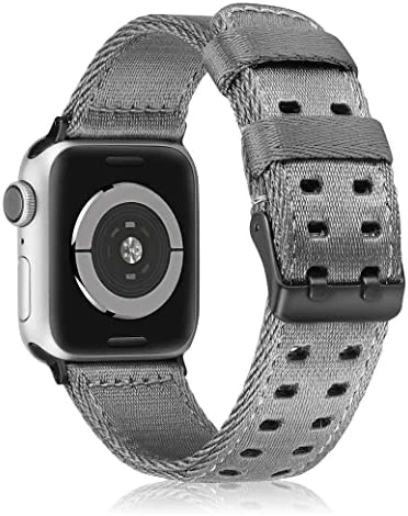 Military Compatible with Apple Watch 42mm 44mm 45mm 41mm 40mm 38mm Men Canvas Nylon Band Double-layer Woven Rugged Strap Soft Wristband for Iwatch Series 7 SE 6 5 4 3 2 1