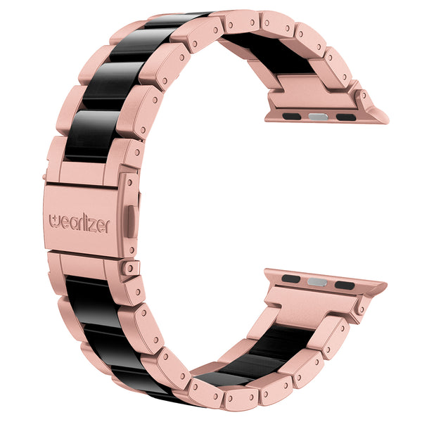 Wearlizer Apple Watch Band Stainless Steel and Resin Replacement Metal Clasp Strap Series 6 5 4 3 2 1