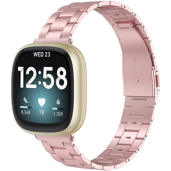 Wearlizer Fitbit Versa 3 Bands/Fitbit Sense Bands for Women Men,Stainless Steel Ultra-Thin Lightweight