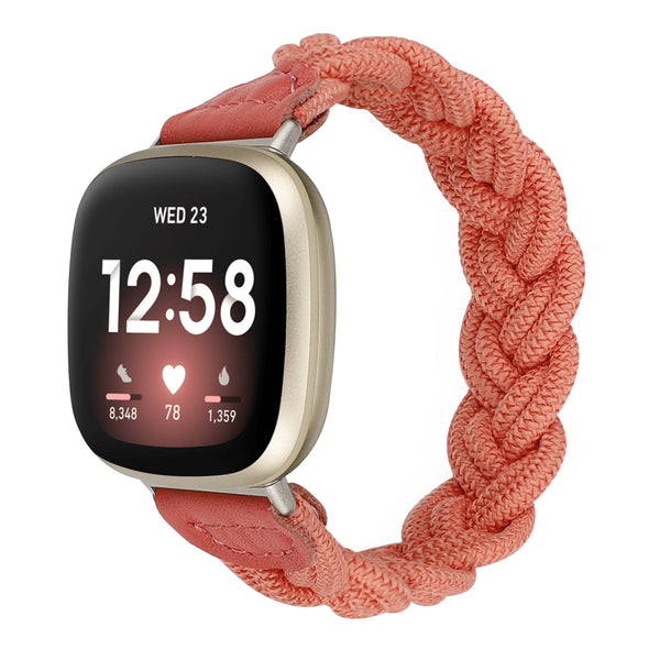 Wearlizer Elastic Band Fitbit Versa 3 / Sense Bands for Women Slim Solo Loop Braided Strap Wristband Stretchy Woven