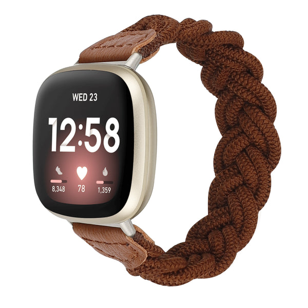 Wearlizer Elastic Band Fitbit Versa 3 / Sense Bands for Women Slim Solo Loop Braided Strap Wristband Stretchy Woven
