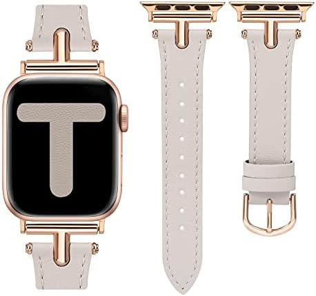 Wearlizer Leather Band Compatible with Apple Watch Band Women 38mm 40mm 41mm 42mm 44mm 45mm 49mm Dressy Fashion Leather Strap with T-shape Metal Buckle for iWatch Bands Ultra SE Series 8 7 6 5 4 3 2 1