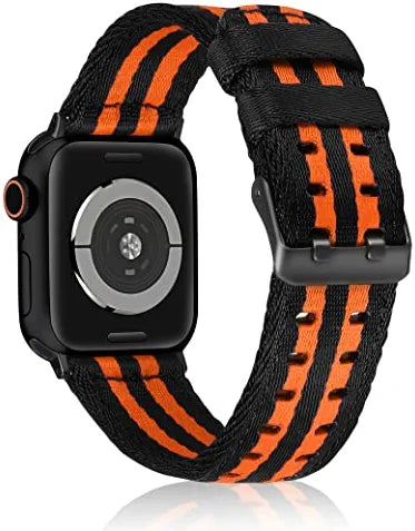 Military Compatible with Apple Watch 42mm 44mm 45mm 41mm 40mm 38mm Men Canvas Nylon Band Double-layer Woven Rugged Strap Soft Wristband for Iwatch Series 7 SE 6 5 4 3 2 1