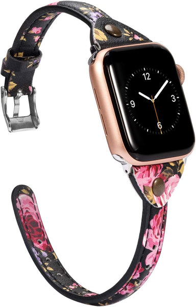 Wearlizer Beige Leather Compatible with Apple Watch Leather Band 38mm 40mm 41mm for iWatch SE Women Men Slim Strap Wristband Leisure Unique Rivet Bracelet (Silver Metal Clasp) Series 8 7 6 5 4 3 2 1