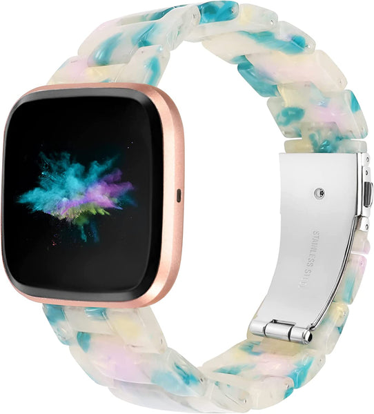 Wearlizer Resin and Stainless Steel Compatible with Fitbit Versa/Versa 2 /Versa Lite/Versa SE Bands Women Men, Lightweight Replacement Compatible with Fit bit Versa, Blue