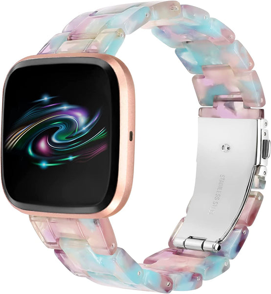 Wearlizer Resin and Stainless Steel Compatible with Fitbit Versa/Versa 2 /Versa Lite/Versa SE Bands Women Men, Lightweight Replacement Compatible with Fit bit Versa, Blue