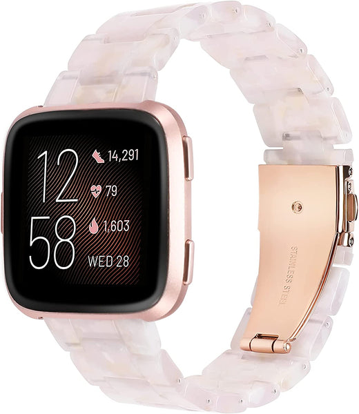 Wearlizer Resin and Stainless Steel Compatible with Fitbit Versa/Versa 2 /Versa Lite/Versa SE Bands Women Men, Lightweight Replacement Compatible with Fit bit Versa, Blue