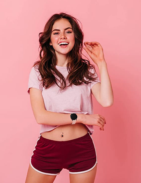 Floral Engraved Silicone Band 20mm Compatible with Samsung Galaxy Watch 4 Band 40mm 44mm/Watch 3 41mm/Active 2 Watch Bands 40mm 44mm/Watch 4 Classic 42mm 46mm, Sport Soft Smartwatch Strap for Women