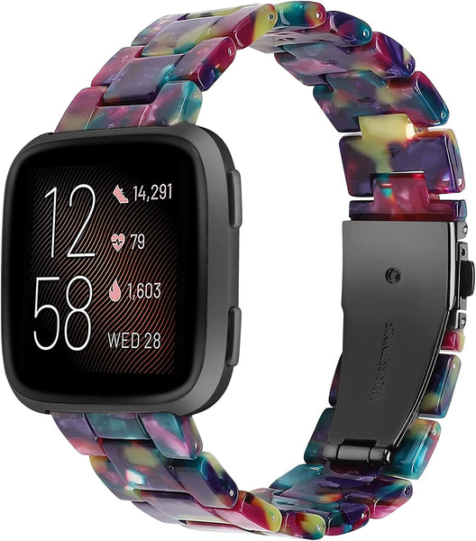 Wearlizer Resin and Stainless Steel Compatible with Fitbit Versa/Versa 2 /Versa Lite/Versa SE Bands Women Men, Lightweight Replacement Compatible with Fit bit Versa, Blue