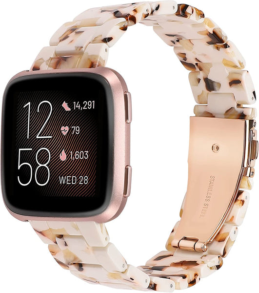 Wearlizer Resin and Stainless Steel Compatible with Fitbit Versa/Versa 2 /Versa Lite/Versa SE Bands Women Men, Lightweight Replacement Compatible with Fit bit Versa, Blue