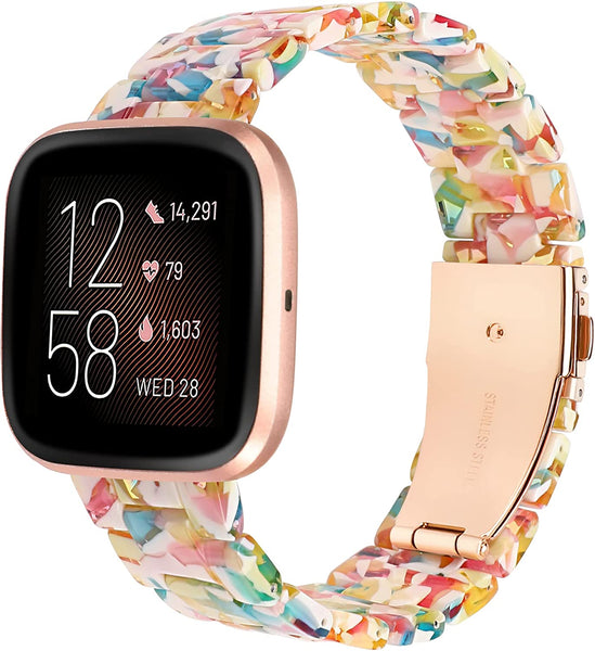 Wearlizer Resin and Stainless Steel Compatible with Fitbit Versa/Versa 2 /Versa Lite/Versa SE Bands Women Men, Lightweight Replacement Compatible with Fit bit Versa, Blue