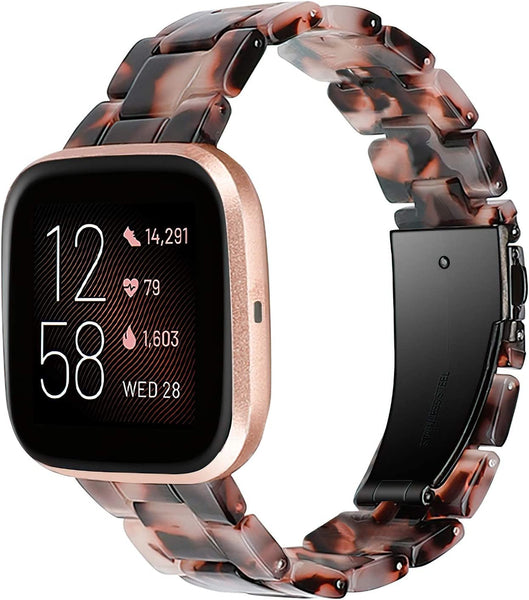 Wearlizer Resin and Stainless Steel Compatible with Fitbit Versa/Versa 2 /Versa Lite/Versa SE Bands Women Men, Lightweight Replacement Compatible with Fit bit Versa, Blue