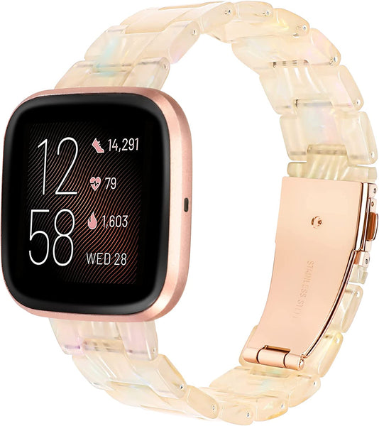 Wearlizer Resin and Stainless Steel Compatible with Fitbit Versa/Versa 2 /Versa Lite/Versa SE Bands Women Men, Lightweight Replacement Compatible with Fit bit Versa, Blue