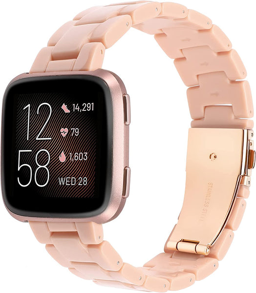 Wearlizer Resin and Stainless Steel Compatible with Fitbit Versa/Versa 2 /Versa Lite/Versa SE Bands Women Men, Lightweight Replacement Compatible with Fit bit Versa, Blue