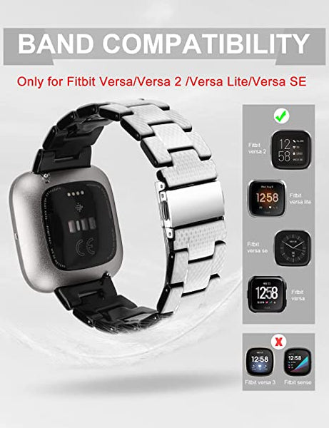 Wearlizer Resin and Stainless Steel Compatible with Fitbit Versa/Versa 2 /Versa Lite/Versa SE Bands Women Men, Lightweight Replacement Compatible with Fit bit Versa, Blue